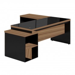 MESA EM L COM VIDRO